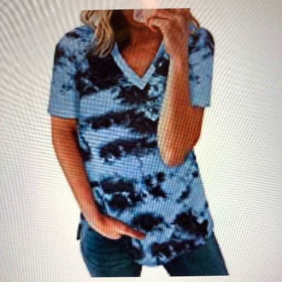 Ecrocoo summer v neck tie dyes short sleeve basic tee - Picture 1 of 2